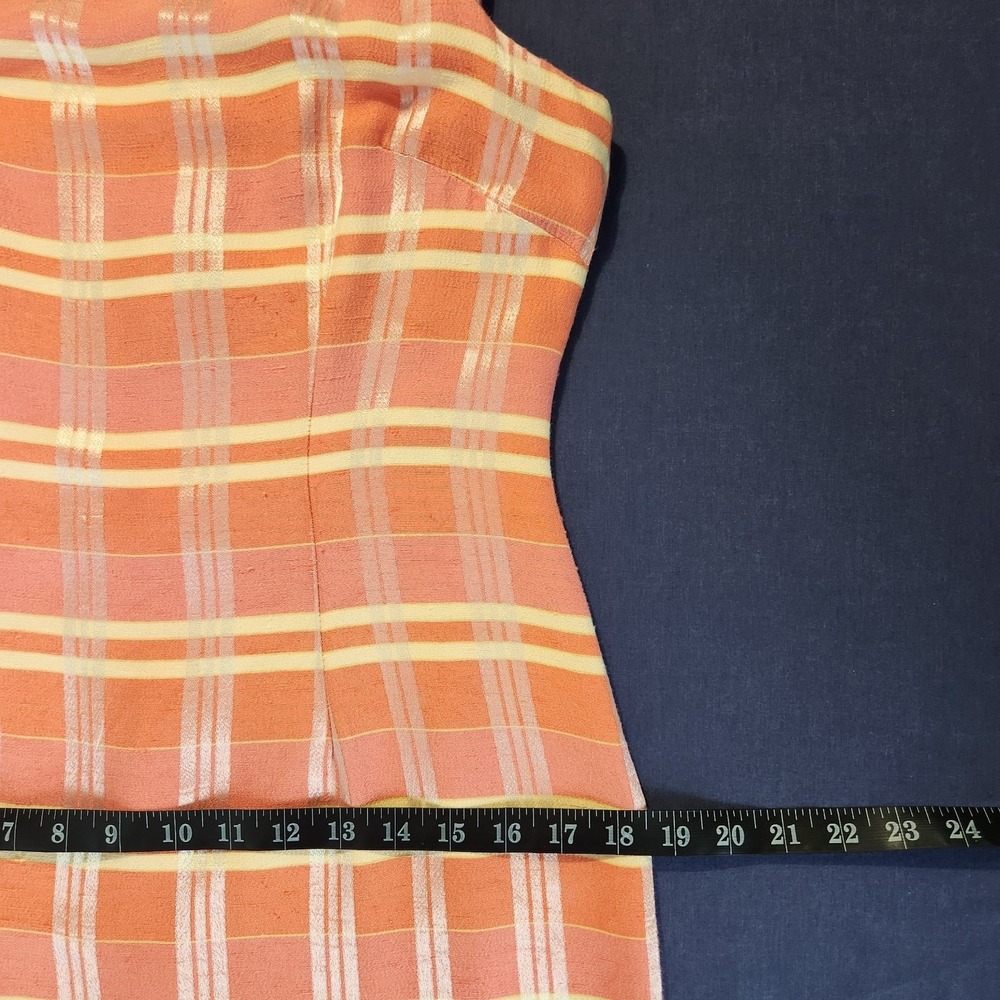 VTG 90s A Fortiori Coral Plaid Sleeveless Mini Sheath Dress S/M* - Picture 8 of 9